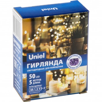 Гирлянда UNIEL ULD-S0500-050/SCB/2AA PURPLE IP20 DEW Гирлянда UNIEL ULD-S0500-050/SCB/2AA PURPLE IP20 DEW