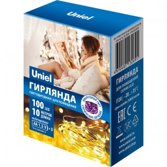 Гирлянда UNIEL ULD-S1000-100/SCB/3AA PURPLE IP20 DEW Гирлянда UNIEL ULD-S1000-100/SCB/3AA PURPLE IP20 DEW