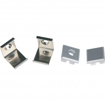 Набор аксессуаров для алюминиевого профиля. Крепежные скобы (4 шт., сталь) и заглушки (4 шт., пластик)