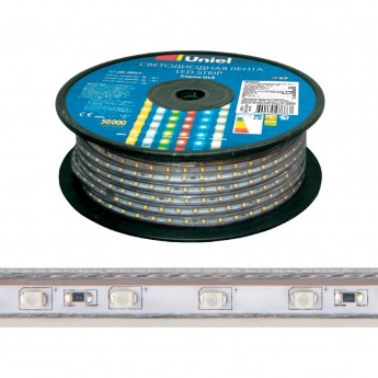 Светодиодная лента UNIEL ULS-2835-120LED/m-10mm-IP67-220V-10W/m-50M-3000K бобина Светодиодная лента UNIEL ULS-2835-120LED/m-10mm-IP67-220V-10W/m-50M-3000K бобина