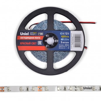 Светодиодная лента UNIEL ULS-M11-2835-60LED/m-8mm-IP20-DC12V-4,8W/m-5M-RED PROFI катушка в герметичной упаковке Светодиодная лента UNIEL ULS-M11-2835-60LED/m-8mm-IP20-DC12V-4,8W/m-5M-RED PROFI катушка в герметичной упаковке