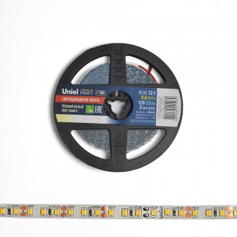 Светодиодная лента UNIEL ULS-M13-2835-120LED/m-8mm-IP20-DC12V-9,6W/m-5M-3000K PROFI катушка в герметичной упаковке Светодиодная лента UNIEL ULS-M13-2835-120LED/m-8mm-IP20-DC12V-9,6W/m-5M-3000K PROFI катушка в герметичной упаковке