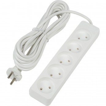 Удлинитель UNIEL S-CU5-5 WHITE серии Ultra, шнур 5м., 5 гнезд, 10A, б/з Удлинитель UNIEL S-CU5-5 WHITE серии Ultra, шнур 5м., 5 гнезд, 10A, б/з