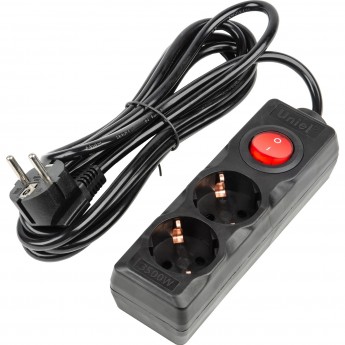 Удлинитель UNIEL S-GCU2-3B BLACK серии Ultra, шнур 3м., 2 гнезда, 16A, с/з Удлинитель UNIEL S-GCU2-3B BLACK серии Ultra, шнур 3м., 2 гнезда, 16A, с/з