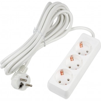 Удлинитель UNIEL S-GCU3-5 WHITE серии Ultra, шнур 5м., 3 гнезда, 16A, с/з Удлинитель UNIEL S-GCU3-5 WHITE серии Ultra, шнур 5м., 3 гнезда, 16A, с/з